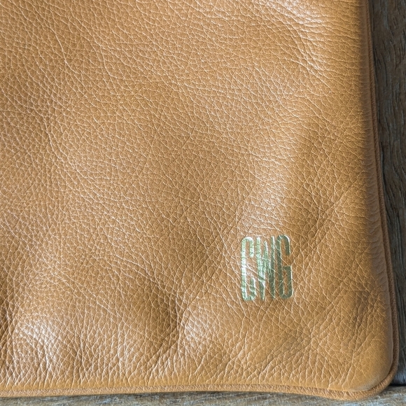 K. Slade Made Tan Leather Tassel Clutch 12" x 9" - Picture 2 of 6